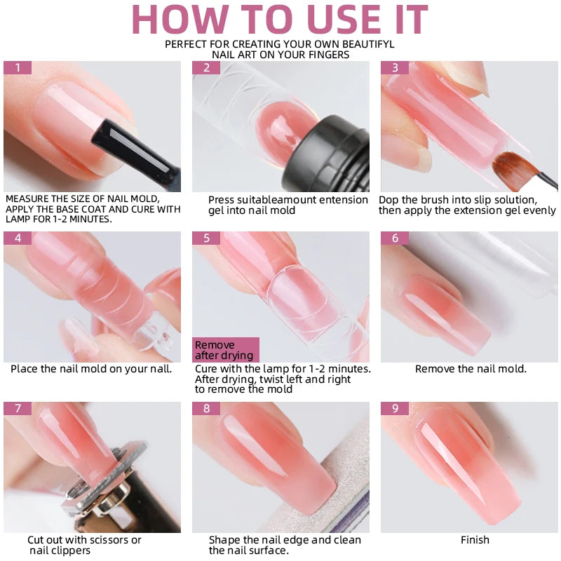 Kit de vernis à ongles COMPLET ! En acrylique, ensemble de Gel Poly avec lampe à ongles, Extension d'ongles, Gel à contruction pour avoir de magnifiques ongles ! 🎗️