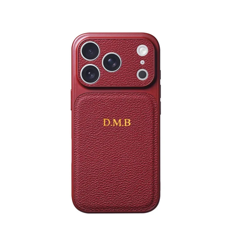 Étui en cuir personnalisé avec initiales en or et argent pour iPhone 15 14 13 17 Pro Max 14 16 Plus 17 Air, protection d'objectif de luxe✨