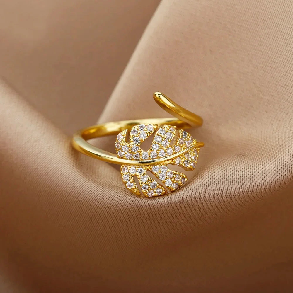 Bagues en cristal en acier inoxydable plaqué or pour femmes, chaîne géométrique en Zircon, bijoux cadeau, nouvelle tendance 2025