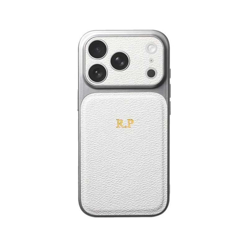 Étui en cuir personnalisé avec initiales en or et argent pour iPhone 15 14 13 17 Pro Max 14 16 Plus 17 Air, protection d'objectif de luxe✨
