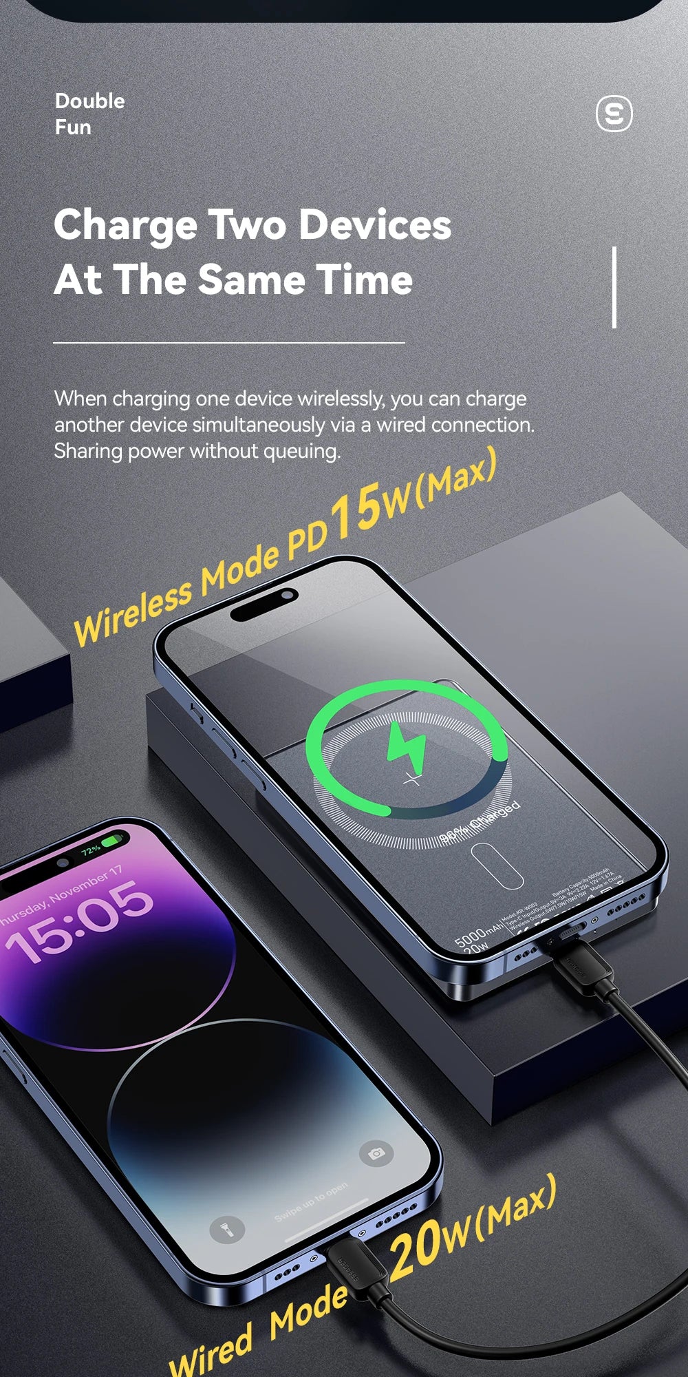 Essager-Batterie externe magnétique sans fil mince, 20W, 5000mAh, charge rapide, portable, Magsafe, iPhone 16, 15, 14, 13