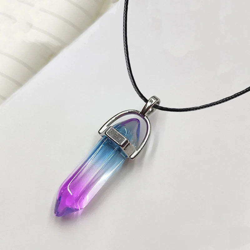 Colliers à Quartz à colonne hexagonale pour femmes, pendentif en cristal rose Turquoises, chaîne en pierre naturelle, ras du cou, bijoux, 2025